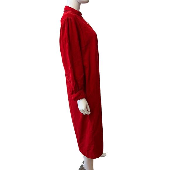 Vintage Ralph Lauren Red Corduroy Double Breasted Shift Midi Dress, 6 - Picture 2 of 9
